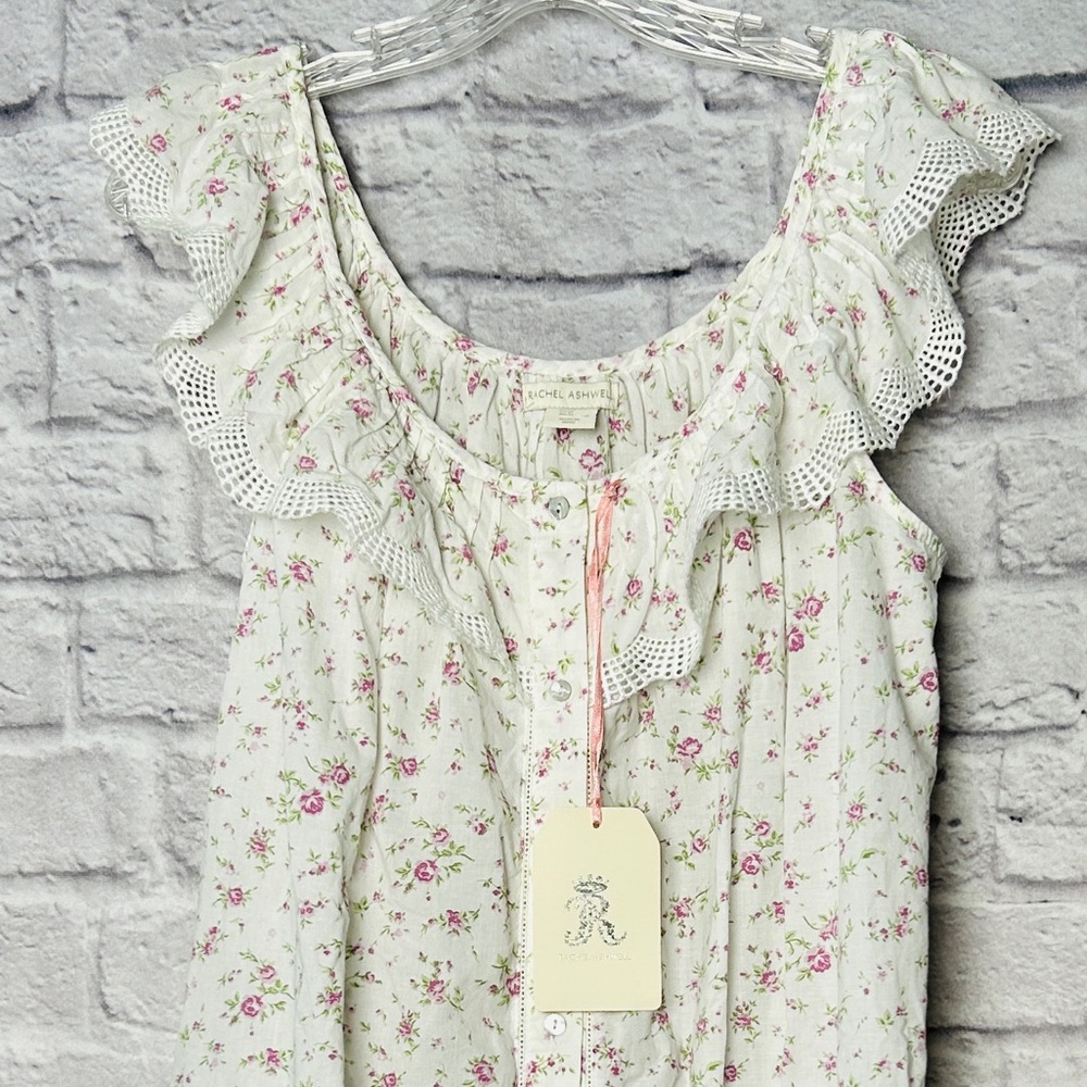 Rachel Ashwell Ditzy Floral Cotton Chic Cottage French Country Babydoll Chemise - Picture 5 of 7